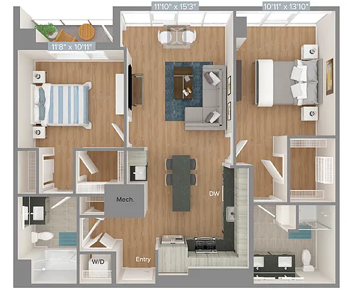 Floor plan B1-1071sf-S