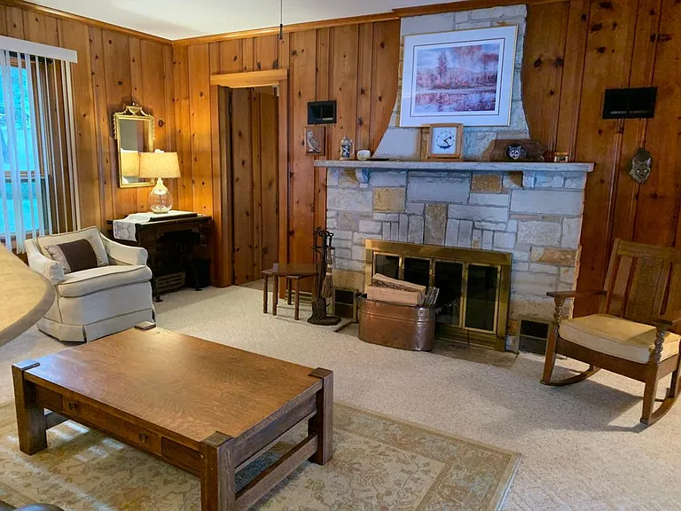 Living room with fireplace.