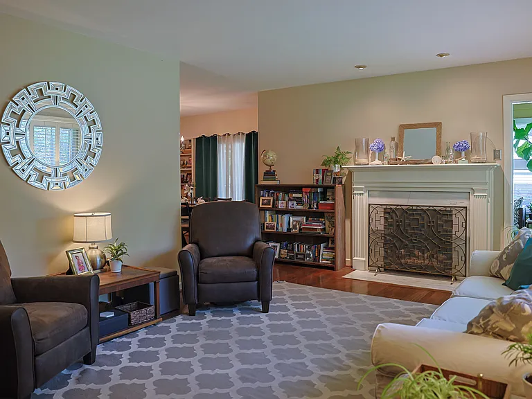 This home has refinished hardwoods in the living room and dining room.