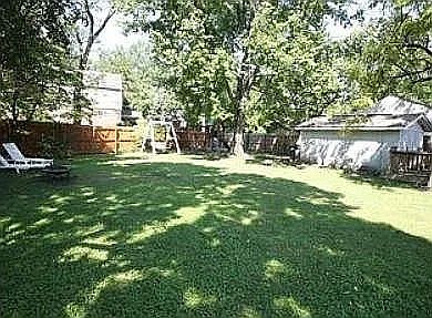 large and fenced in backyard