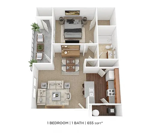 Floor plan One Bedroom-655 sqft