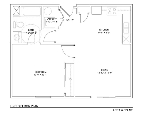 Floor plan One-Bedroom B