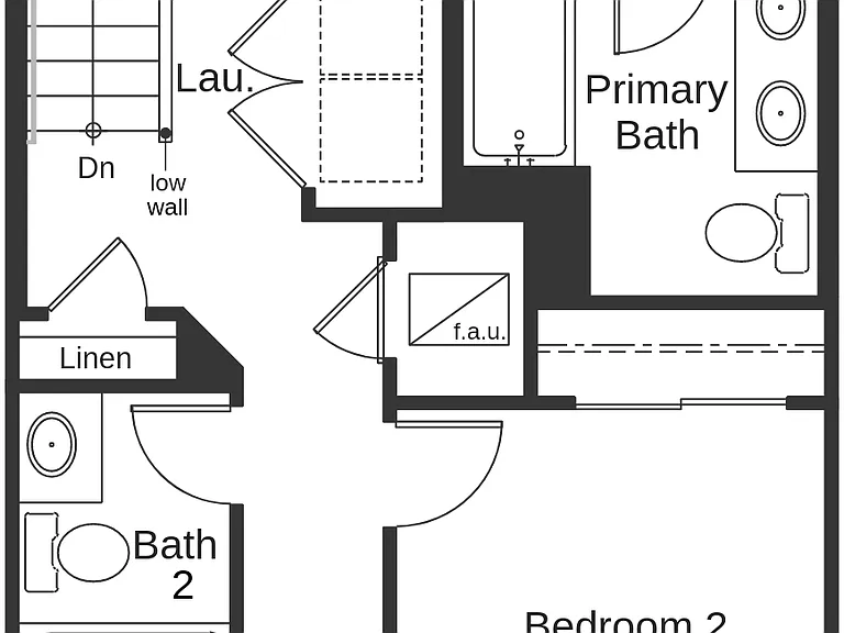 Second-floor layout featuring the primary suite with private bath, two additional bedrooms, a full hallway bath, and a convenient laundry area.