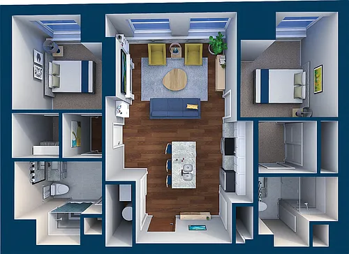 Floor plan Suite Style 14 - 2 Bedroom 2 Bath