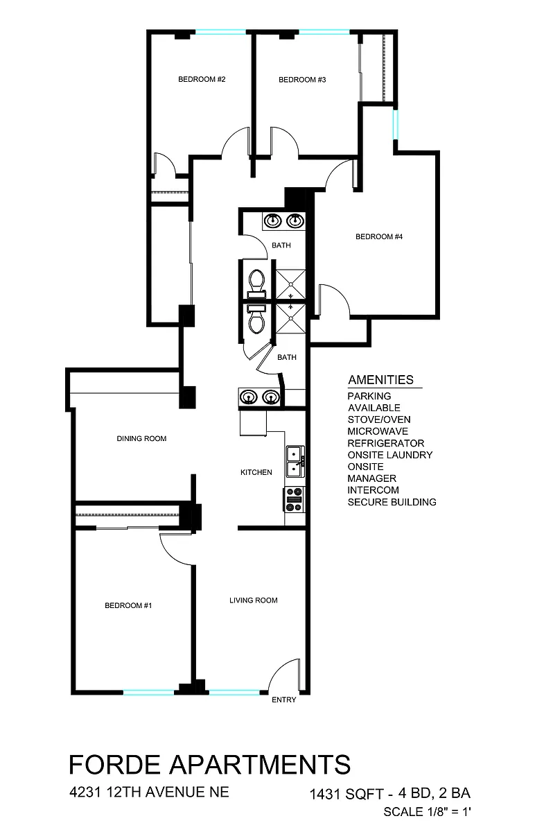 Floor plan 4 Bedroom 2 Bath