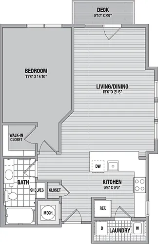 Floor plan Dogwood 1 Bed/1 Bath