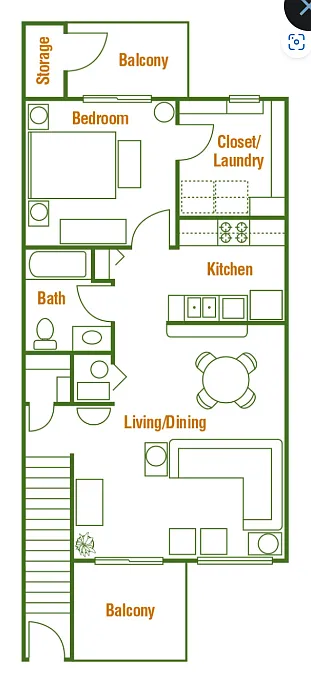 Floor plan 1 Bed 1 Bath