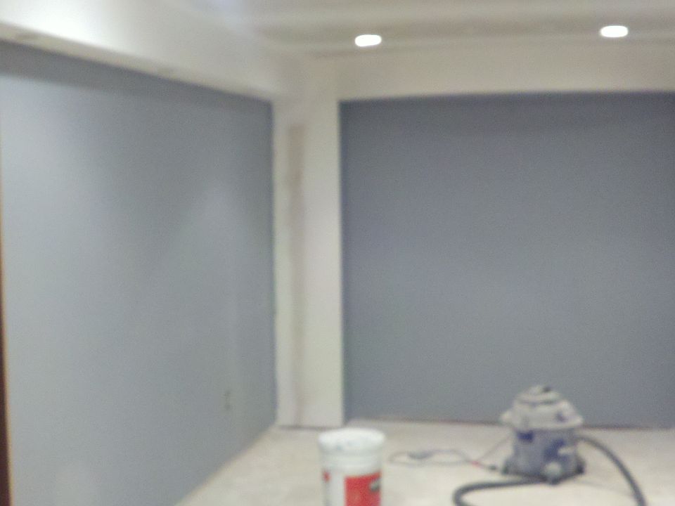 Downstairs movie room primed