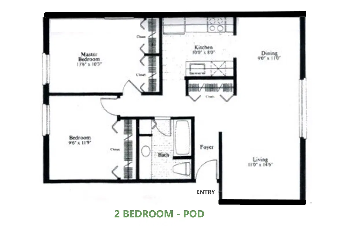 Floor plan 2 Bedroom - POD