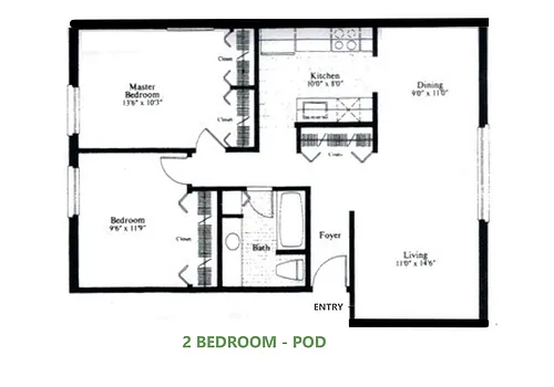 Floor plan 2 Bedroom - POD