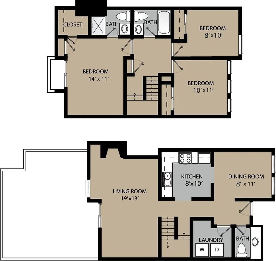 Floor plan Blue Spruce 3-Bedroom Townhome for Rent in Boulder