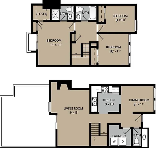 Floor plan Blue Spruce 3-Bedroom Townhome for Rent in Boulder