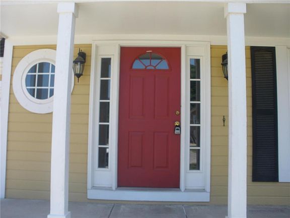 Entry under a covered porch