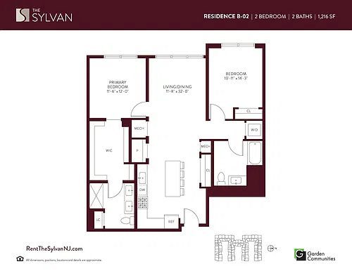 Floor plan Two Bedroom Apartment B-02