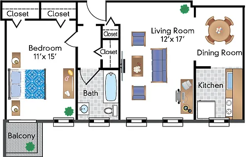 Floor plan 1 Bedroom 04 Tier