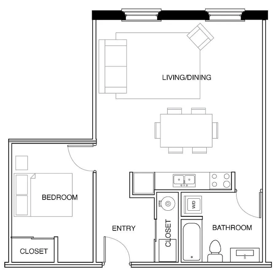 Floor plan 1 Bedroom-B2