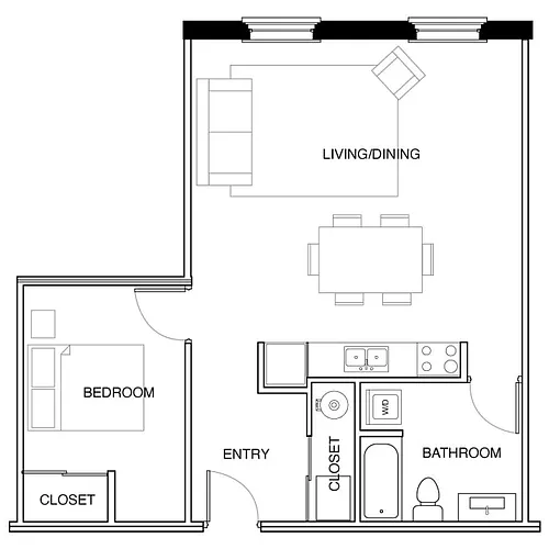 Floor plan 1 Bedroom-B2