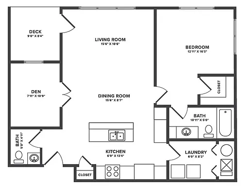 Floor plan Dover - 1Bedroom + Flex Space
