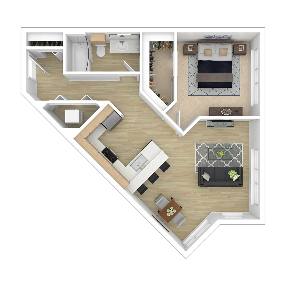 Floor plan One Bedroom One Bath C5