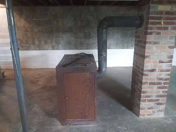 Wood stove in basement