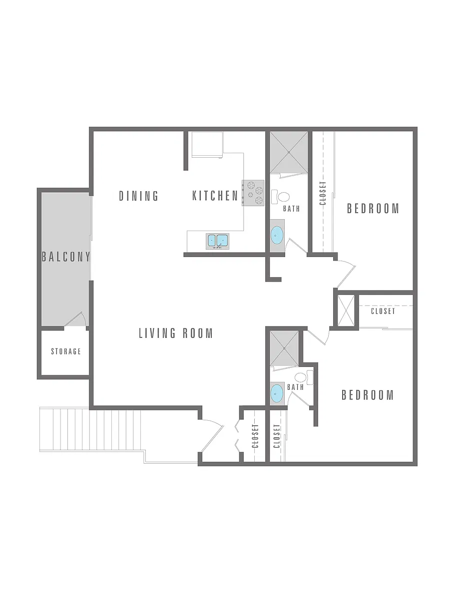 Floor plan 2 Bedroom 2 Bath