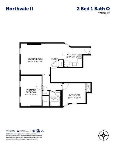 Floor plan 2 Bed 1 Bath O