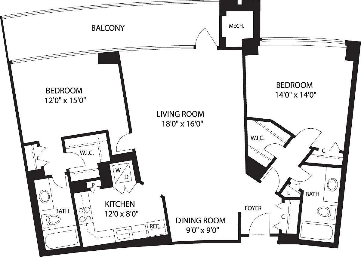 Floor plan 2 Bedrooms H