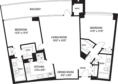 Floor plan 2 Bedrooms H