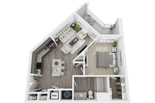 Floor plan 1C 1 Bedroom 1 Bath