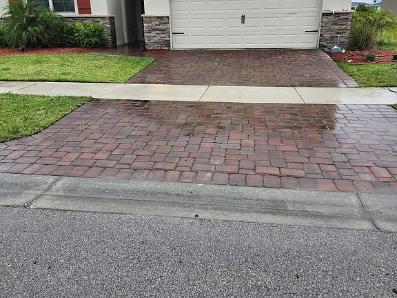 power-washed driveway