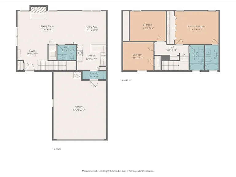 Explore the thoughtfully designed floor plan featuring an open-concept main level with spacious living and dining areas, plus a private second floor with 3 bedrooms, 2 full baths, and a large primary walk-in closet with exceptional storage.