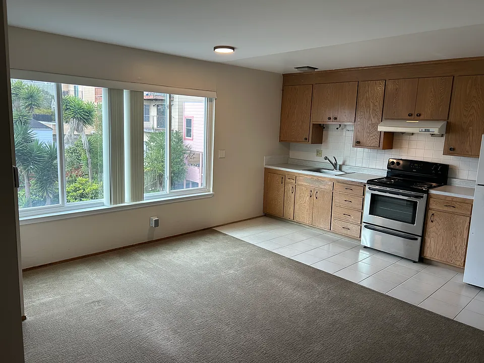 kitchen and living room