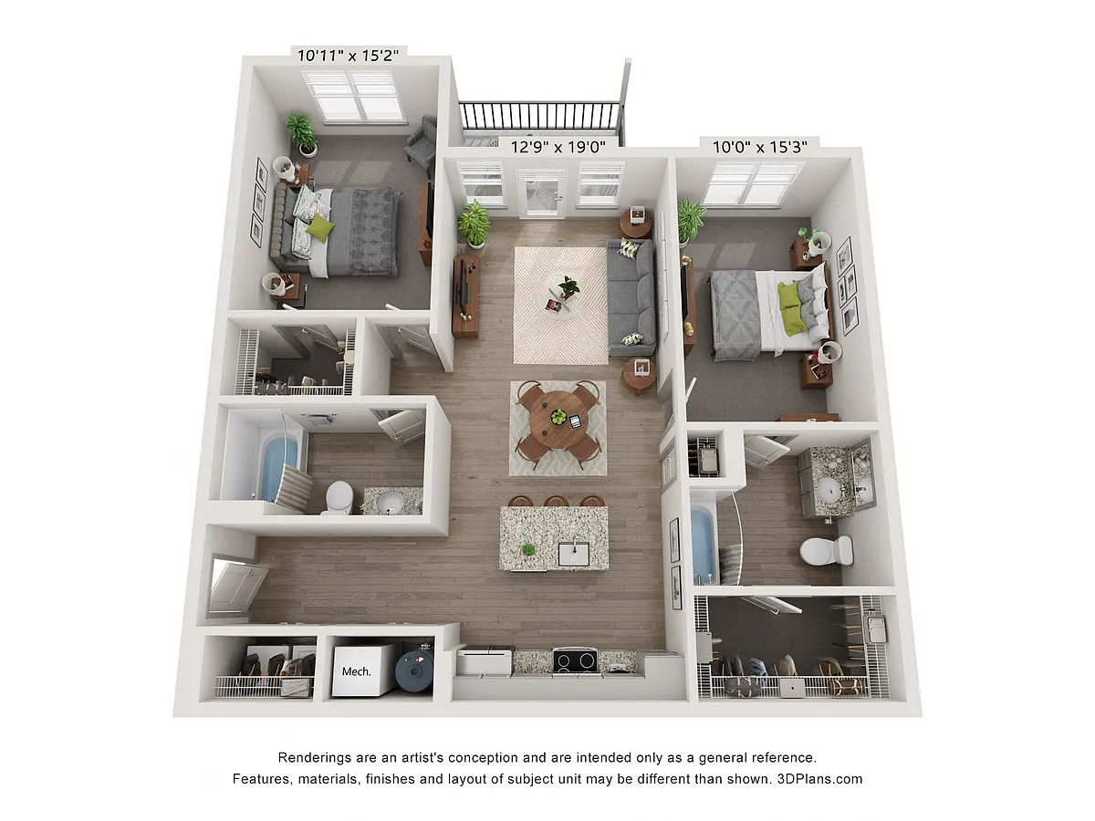 Floor plan 2 Bed 2 Bath