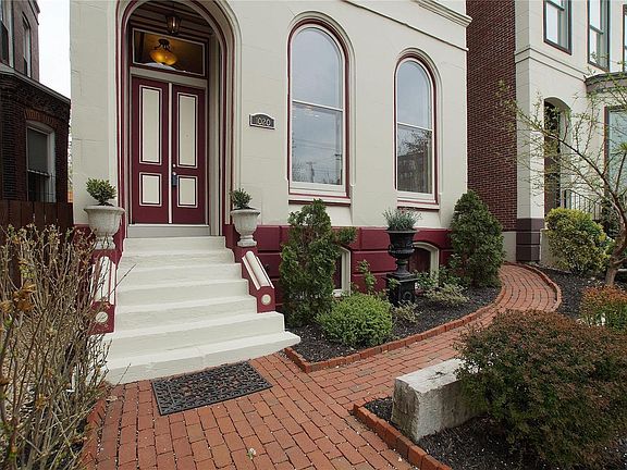Brick walkway & double door entry