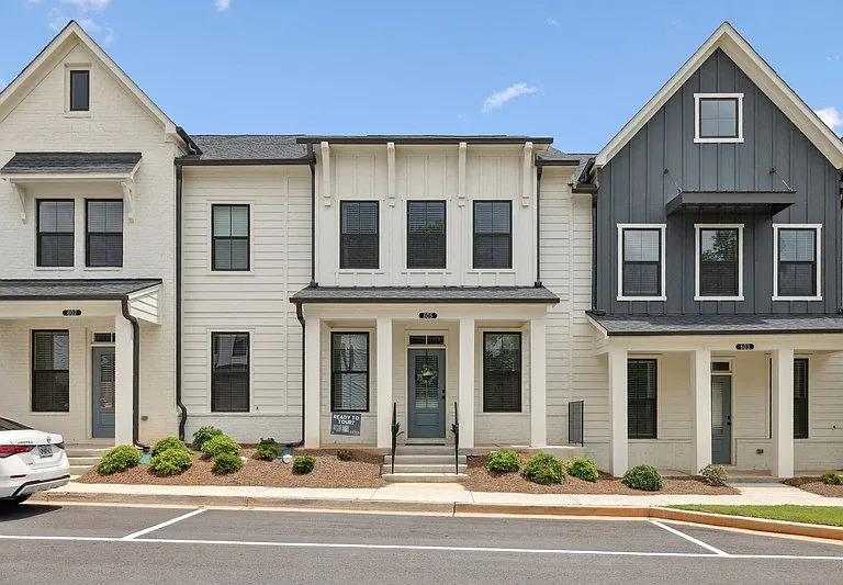 Exterior of the Bartow, two story townhome with a private entrance.