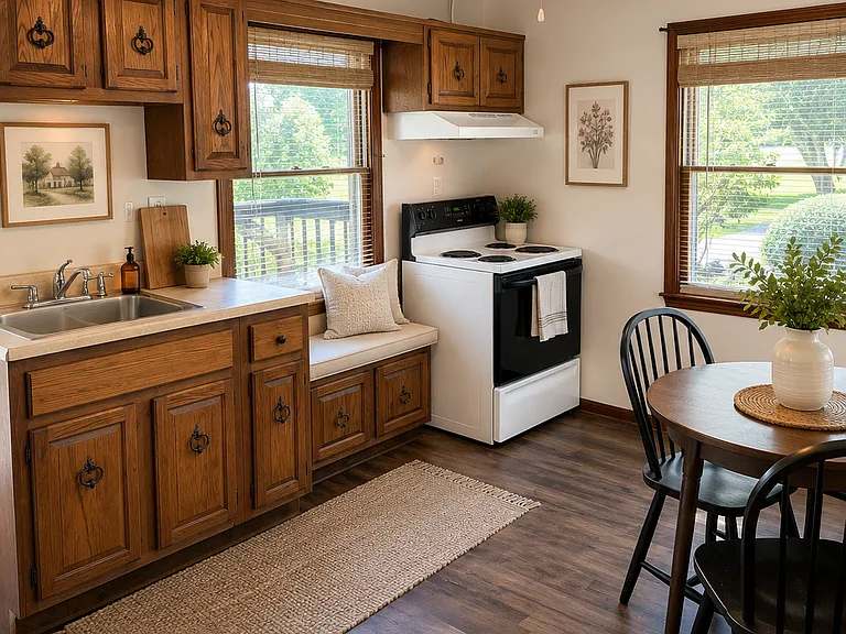 Eat-in Kitchen. 
Virtually staged.