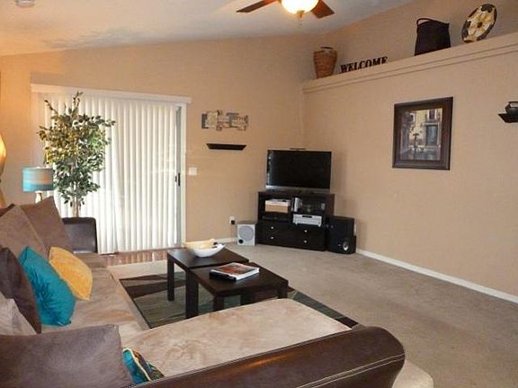 Main living area with vaulted ceilings