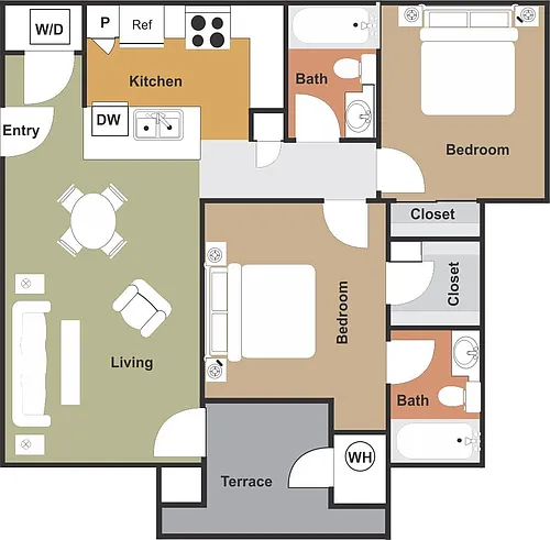 Floor plan Two Bedroom POB5