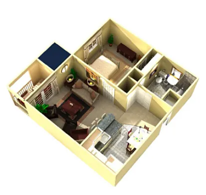 Floor plan 1 BR 1 BA