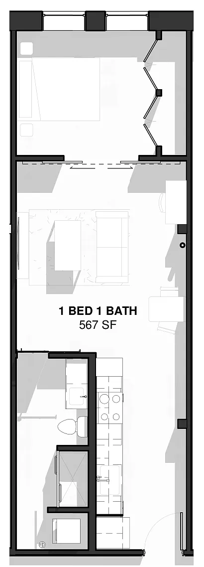 Floor plan 1B1B - Type A