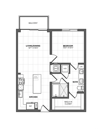 Floor plan 1 Bed/1 Bath-A-2