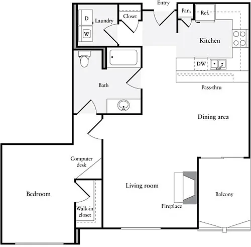 Floor plan 1 Bedroom F