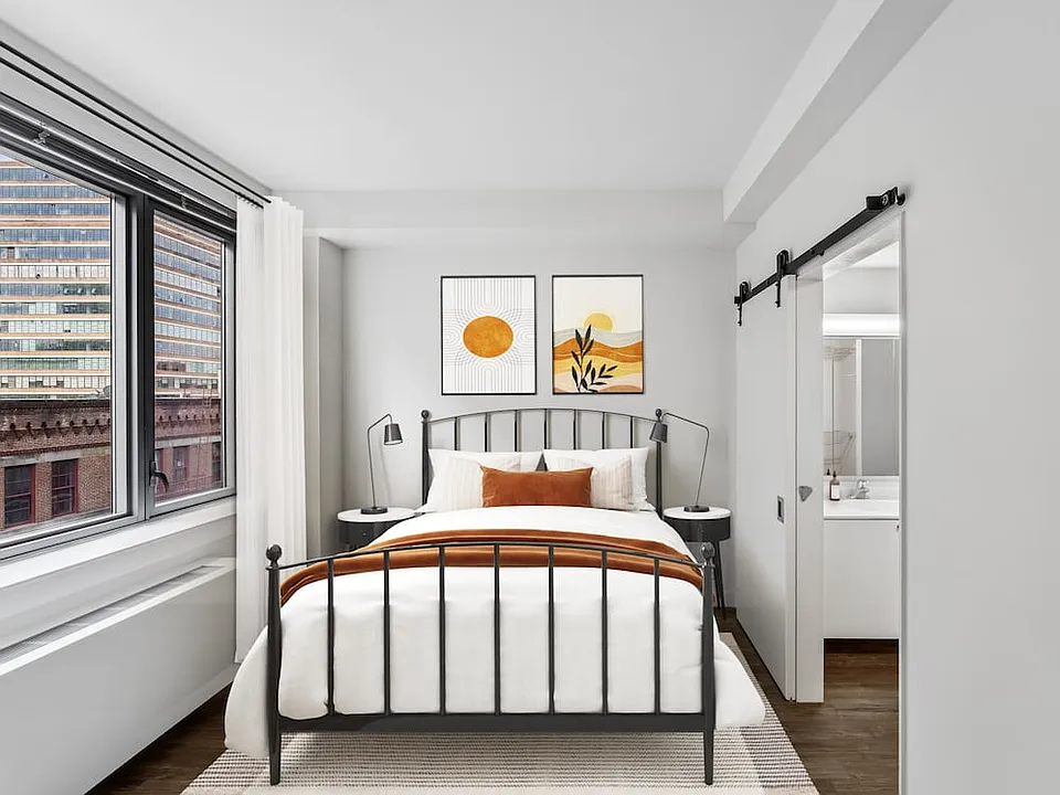 Bedroom with hard surface flooring