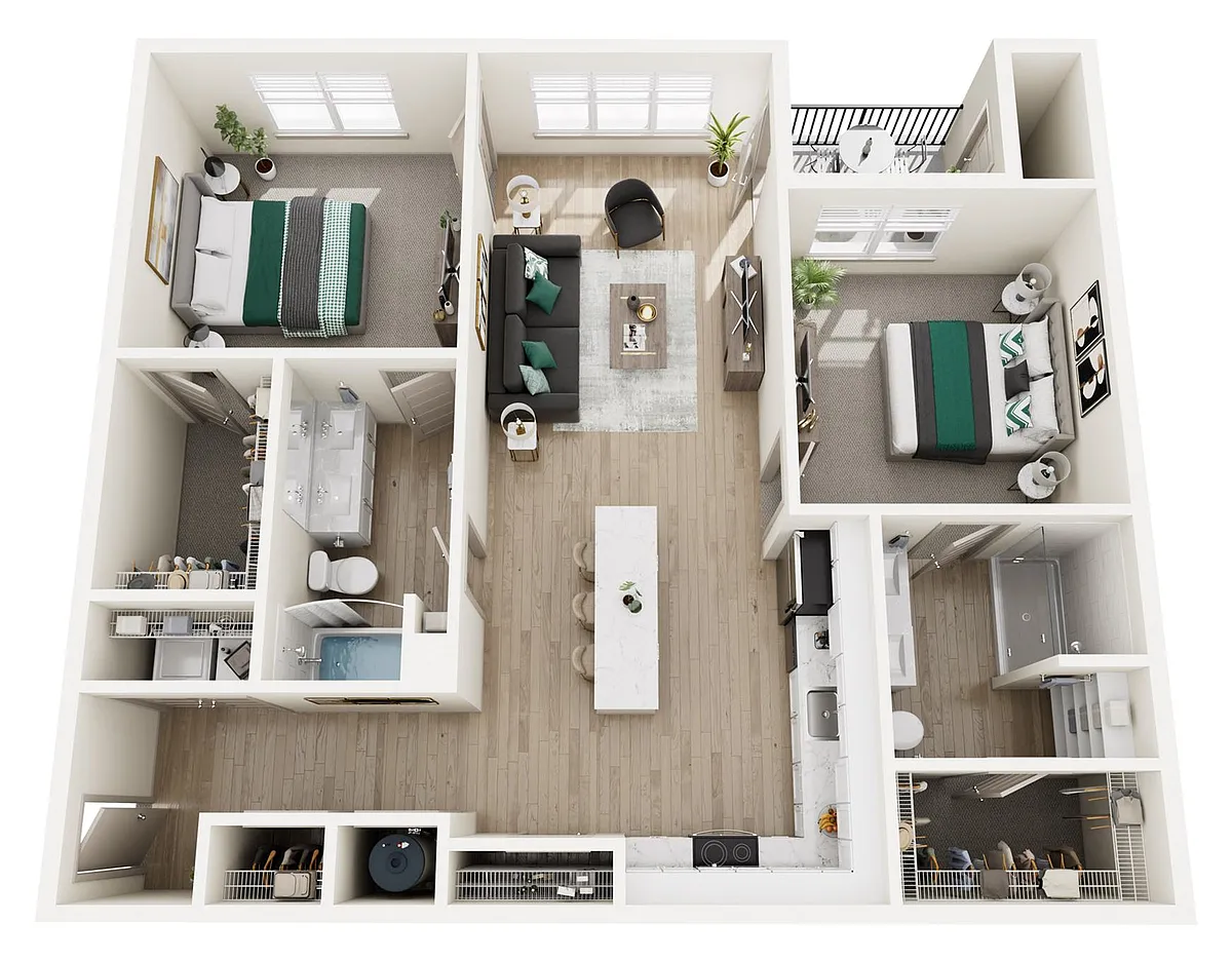 Floor plan 2 Bed, 2 Bath