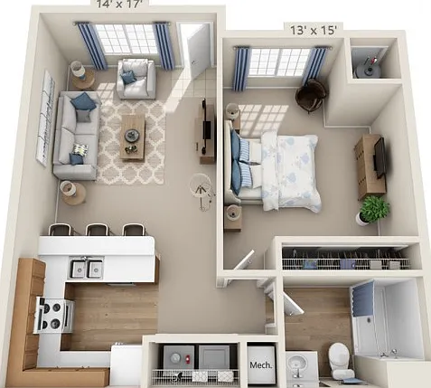 Floor plans are artist's rendering. All dimensions are approximate. Actual product and specifications may vary in dimension or detail. Not all features are available in every apartment. Prices and availability are subject to change. Floor plans are artist