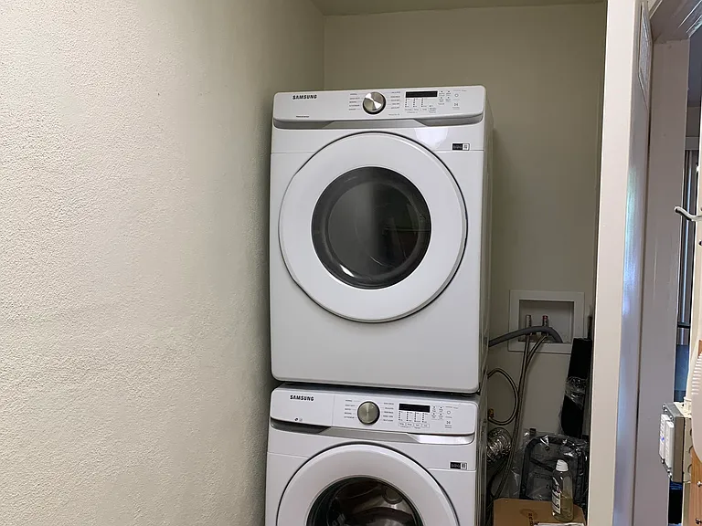 washer dryer in storage room