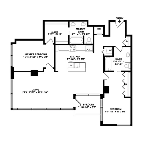 Floor plan 2 Bed/2 Bath-b7.2