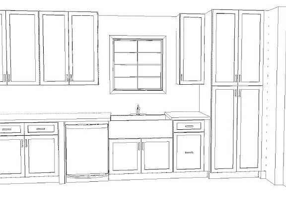 kitchen sink wall, pantry on right