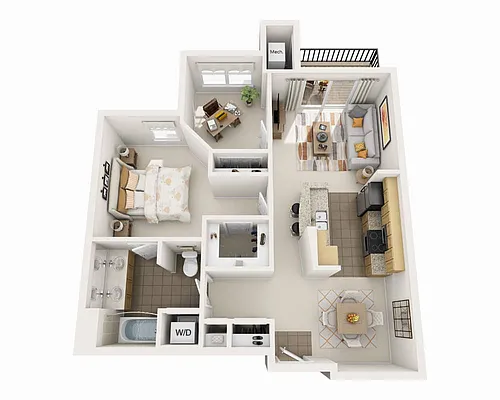Floor plan One Bedroom with Den A1DD