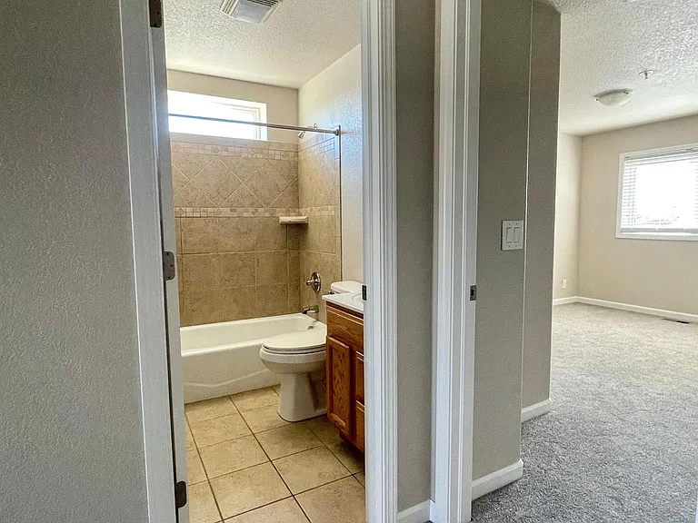 Upstairs: guest room and bathroom
